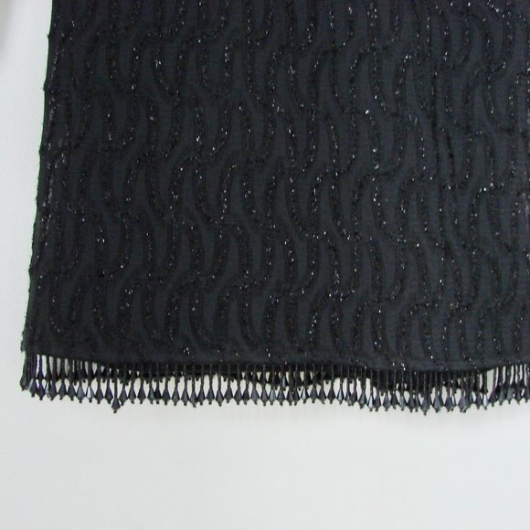 Vintage Black Cocktail Dress Beaded Lace Wedding Black Tie Holiday Party 10 - Picture 8 of 16